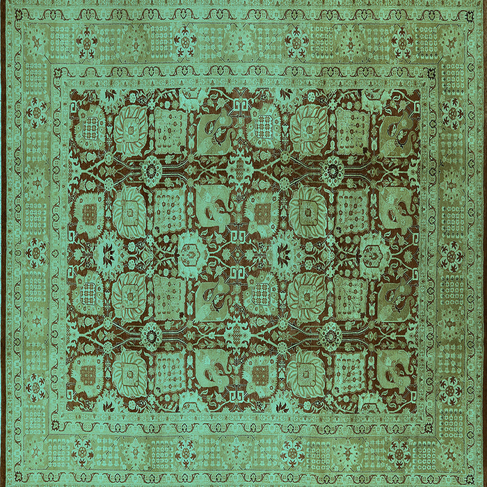 Square Machine Washable Oriental Turquoise Industrial Area Rugs, wshurb3184turq