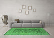 Machine Washable Oriental Emerald Green Industrial Area Rugs in a Living Room,, wshurb3184emgrn