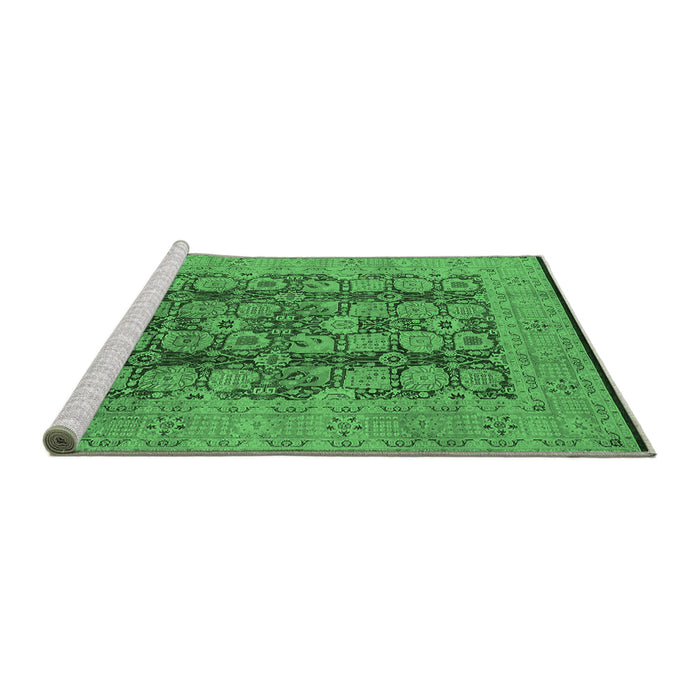 Sideview of Machine Washable Oriental Emerald Green Industrial Area Rugs, wshurb3184emgrn
