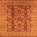 Square Machine Washable Oriental Orange Industrial Area Rugs, wshurb3184org