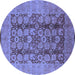 Round Oriental Blue Industrial Rug, urb3184blu