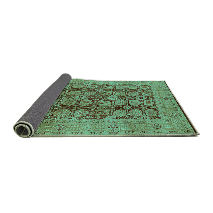 Sideview of Oriental Turquoise Industrial Rug, urb3184turq