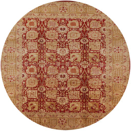 Round Mid-Century Modern Orange Oriental Rug, urb3184