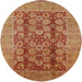 Round Mid-Century Modern Orange Oriental Rug, urb3184