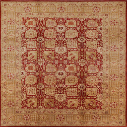 Square Mid-Century Modern Orange Oriental Rug, urb3184
