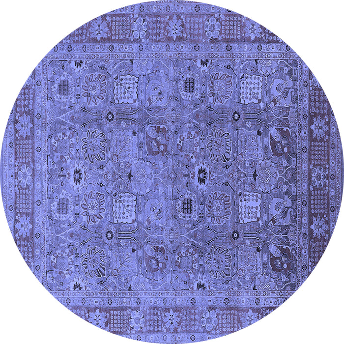Round Oriental Blue Industrial Rug, urb3185blu