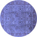 Round Oriental Blue Industrial Rug, urb3185blu