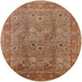 Round Mid-Century Modern Mahogany Brown Oriental Rug, urb3185