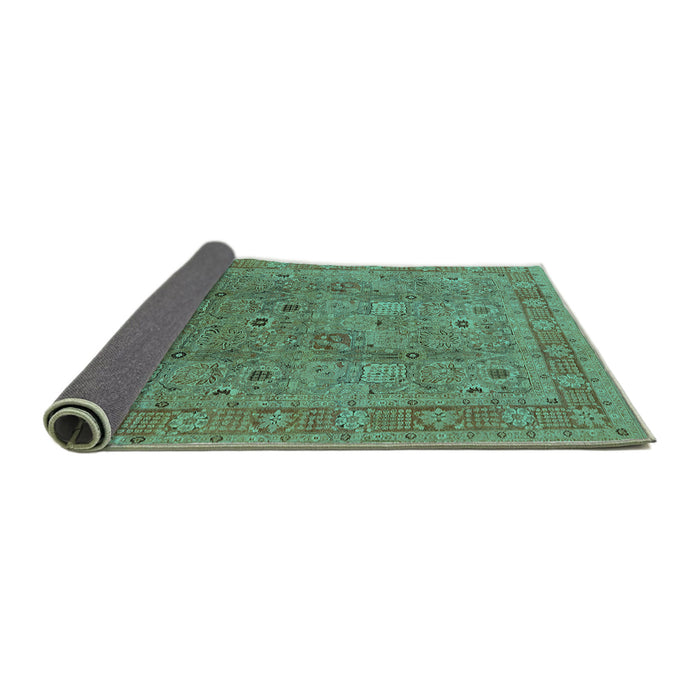 Sideview of Oriental Turquoise Industrial Rug, urb3185turq