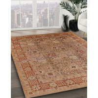 Mid-Century Modern Mahogany Brown Oriental Rug, urb3185