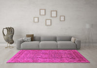 Machine Washable Oriental Pink Industrial Rug, wshurb3185pnk