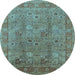 Round Oriental Light Blue Industrial Rug, urb3185lblu