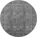 Round Oriental Gray Industrial Rug, urb3185gry