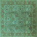 Square Oriental Turquoise Industrial Rug, urb3185turq