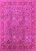 Machine Washable Oriental Pink Industrial Rug, wshurb3185pnk