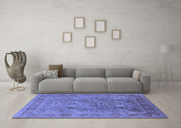 Machine Washable Oriental Blue Industrial Rug in a Living Room, wshurb3185blu
