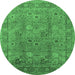 Round Oriental Emerald Green Industrial Rug, urb3185emgrn