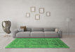 Machine Washable Oriental Emerald Green Industrial Area Rugs in a Living Room,, wshurb3185emgrn