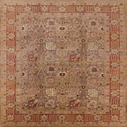 Square Mid-Century Modern Mahogany Brown Oriental Rug, urb3185