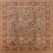 Square Mid-Century Modern Mahogany Brown Oriental Rug, urb3185