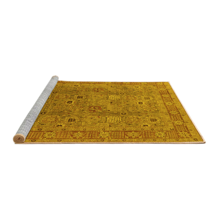 Sideview of Machine Washable Oriental Yellow Industrial Rug, wshurb3185yw