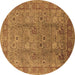 Round Oriental Brown Industrial Rug, urb3185brn