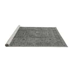 Sideview of Machine Washable Oriental Gray Industrial Rug, wshurb3185gry