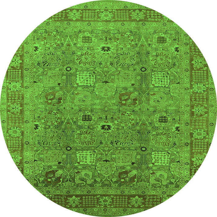 Round Oriental Green Industrial Rug, urb3185grn