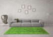 Machine Washable Oriental Green Industrial Area Rugs in a Living Room,, wshurb3185grn