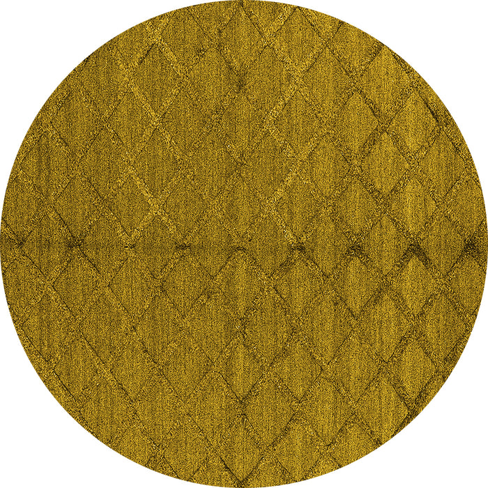 Round Machine Washable Oriental Yellow Industrial Rug, wshurb3186yw