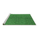 Sideview of Machine Washable Oriental Green Industrial Area Rugs, wshurb3186grn