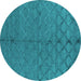 Round Oriental Turquoise Industrial Rug, urb3186turq