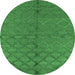 Round Oriental Green Industrial Rug, urb3186grn