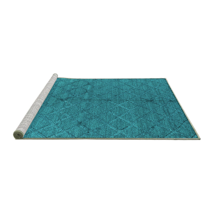 Sideview of Machine Washable Oriental Turquoise Industrial Area Rugs, wshurb3186turq