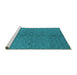 Sideview of Machine Washable Oriental Turquoise Industrial Area Rugs, wshurb3186turq