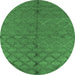 Round Oriental Emerald Green Industrial Rug, urb3186emgrn