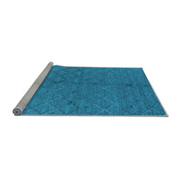 Sideview of Machine Washable Oriental Light Blue Industrial Rug, wshurb3186lblu