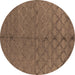 Round Machine Washable Oriental Brown Industrial Rug, wshurb3186brn