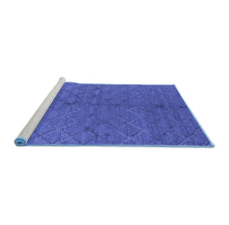 Sideview of Machine Washable Oriental Blue Industrial Rug, wshurb3186blu