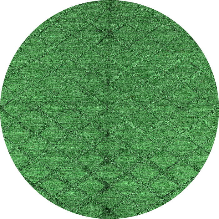 Round Machine Washable Oriental Green Industrial Area Rugs, wshurb3186grn
