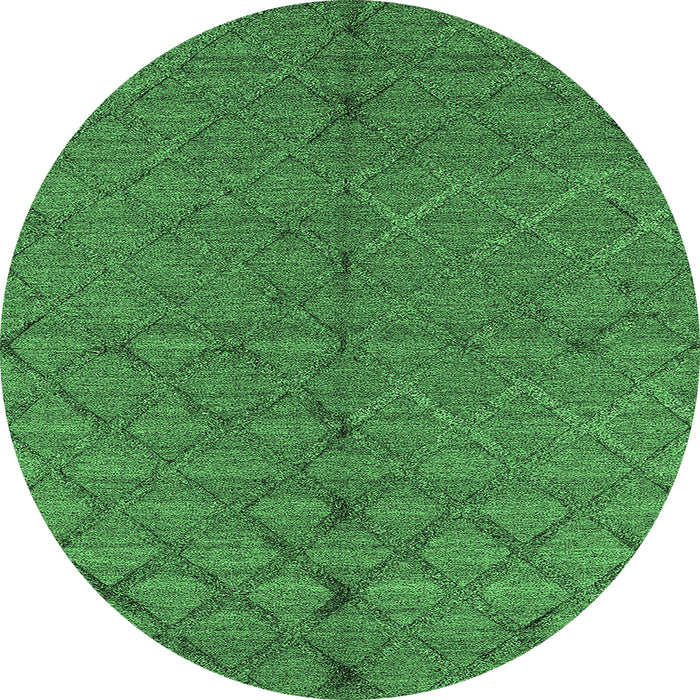 Round Machine Washable Oriental Emerald Green Industrial Area Rugs, wshurb3186emgrn