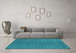 Machine Washable Oriental Turquoise Industrial Area Rugs in a Living Room,, wshurb3186turq
