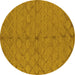 Round Oriental Yellow Industrial Rug, urb3187yw