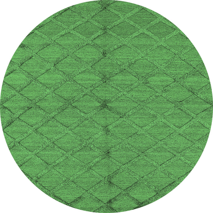 Round Oriental Green Industrial Rug, urb3187grn