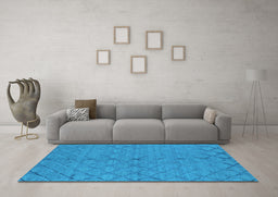 Machine Washable Oriental Light Blue Industrial Rug in a Living Room, wshurb3187lblu