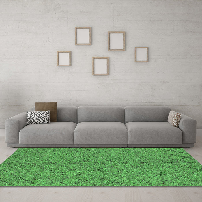 Machine Washable Oriental Green Industrial Area Rugs in a Living Room,, wshurb3187grn