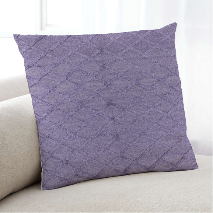 Lifestyle Image of Mid-Century Modern Urban Square Purple Sage Bush Purple Throw Pillow, 18 inch by 18 inch, pwurb3187