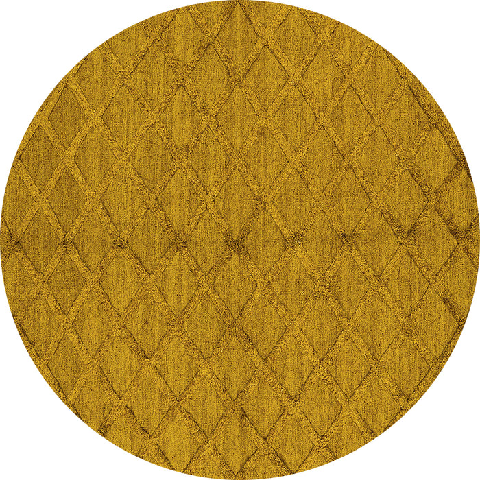 Round Machine Washable Oriental Yellow Industrial Rug, wshurb3187yw