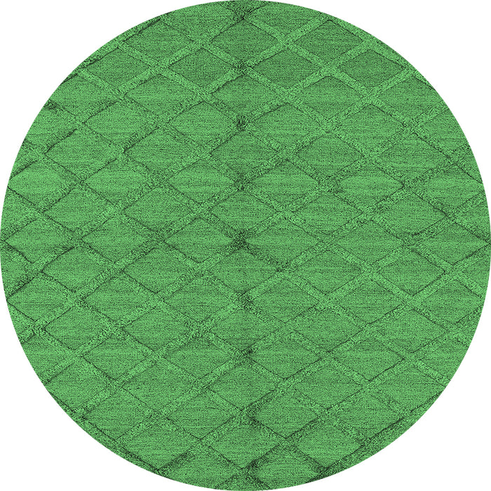 Round Oriental Emerald Green Industrial Rug, urb3187emgrn