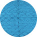 Round Oriental Light Blue Industrial Rug, urb3187lblu